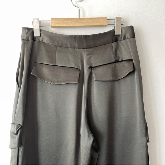 Babaton (Aritzia) Satin Cargo Pants in Olive Green – Size 8 - Picture 4 of 12